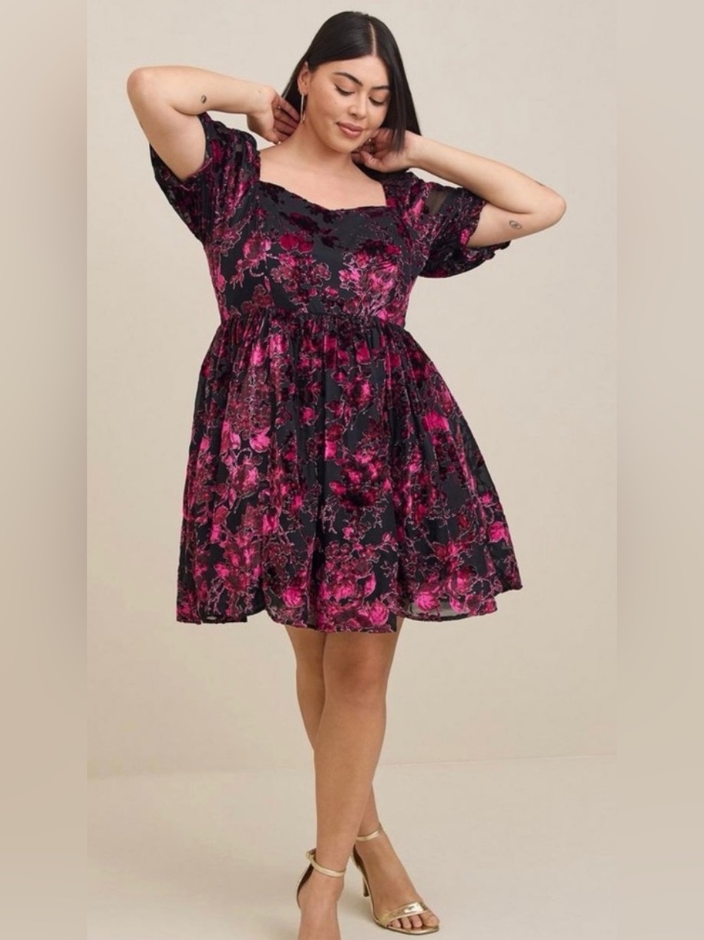 torrid Black Mini Burnout Velvet Babydoll Dress